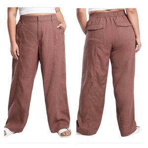 Athleta Cabo Retreat linen cropped wide leg pants 4P